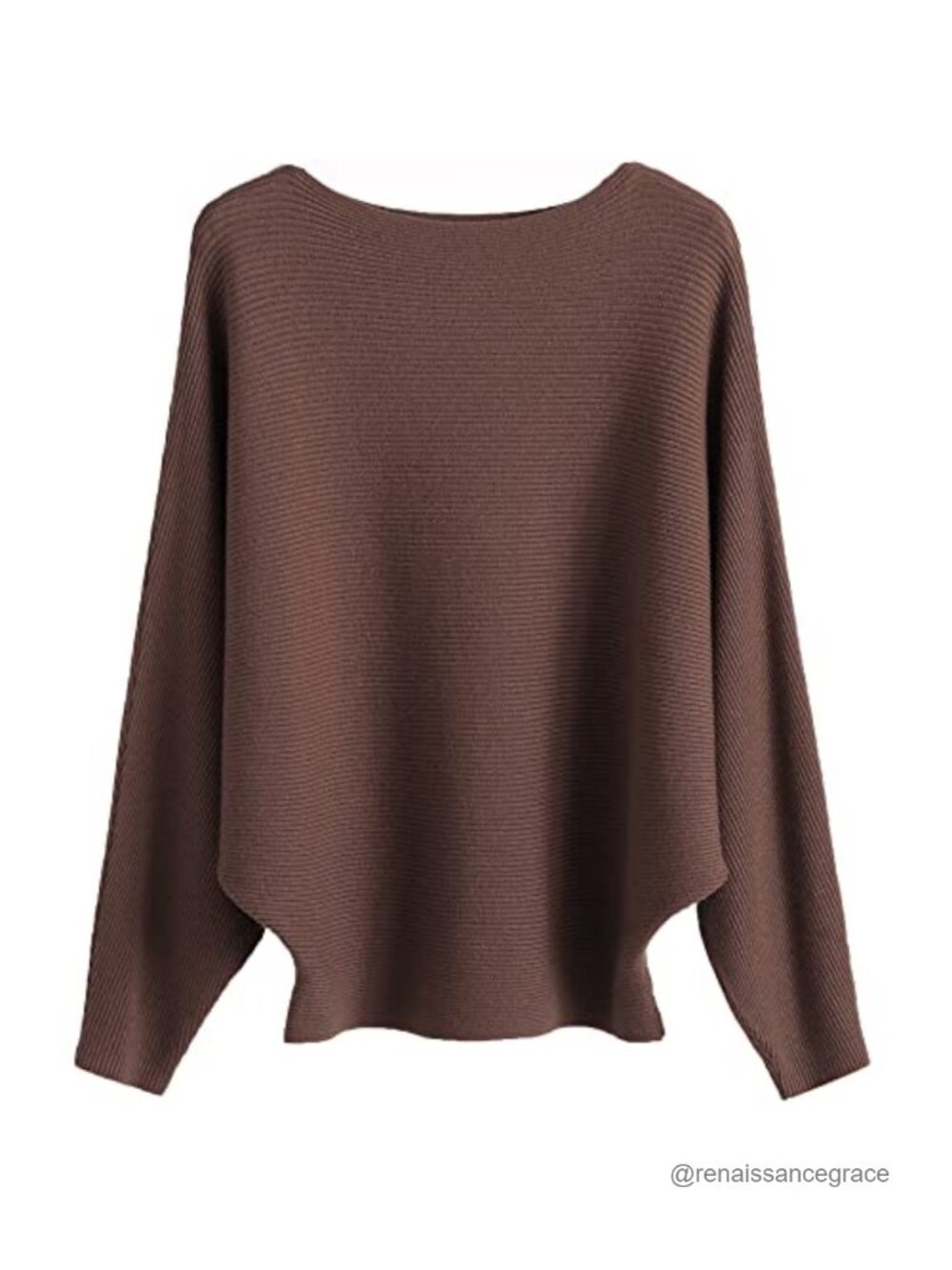 Oversized Batwing Knitted Sweater Boat Neck Dolman Pullover Women